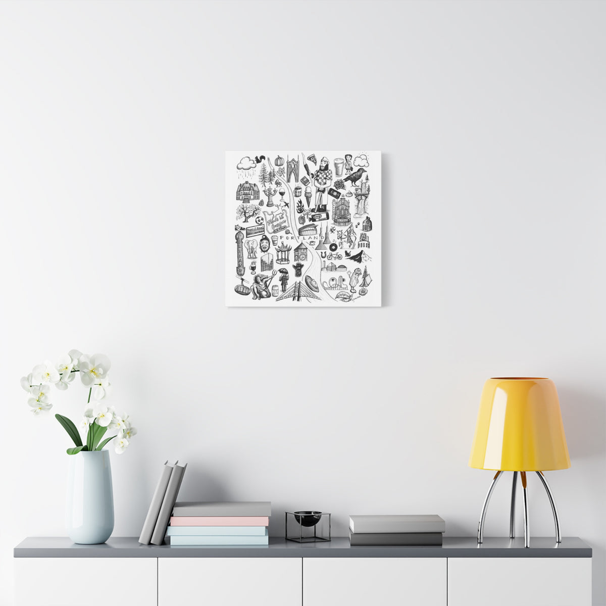 Matte Canvas Portland Oregon Landmark Collage Wall Art