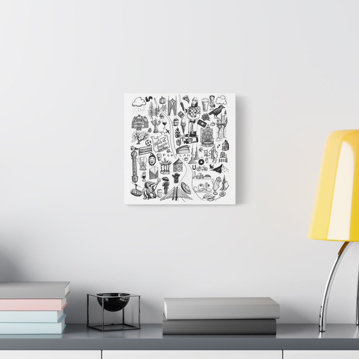 Matte Canvas Portland Oregon Landmark Collage Wall Art