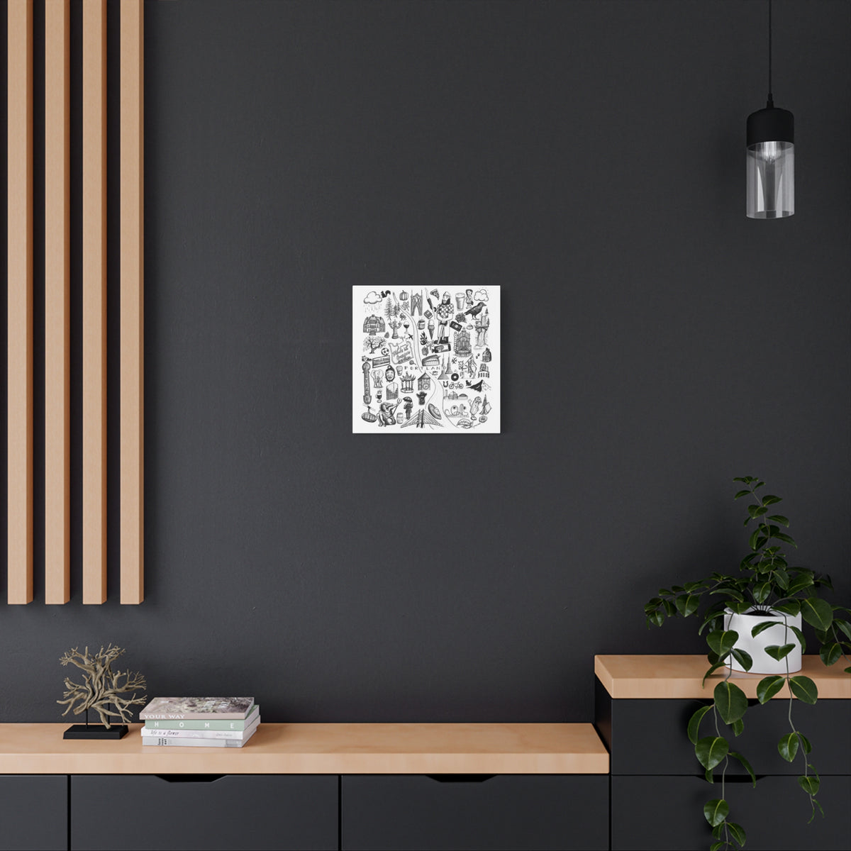 Matte Canvas Portland Oregon Landmark Collage Wall Art