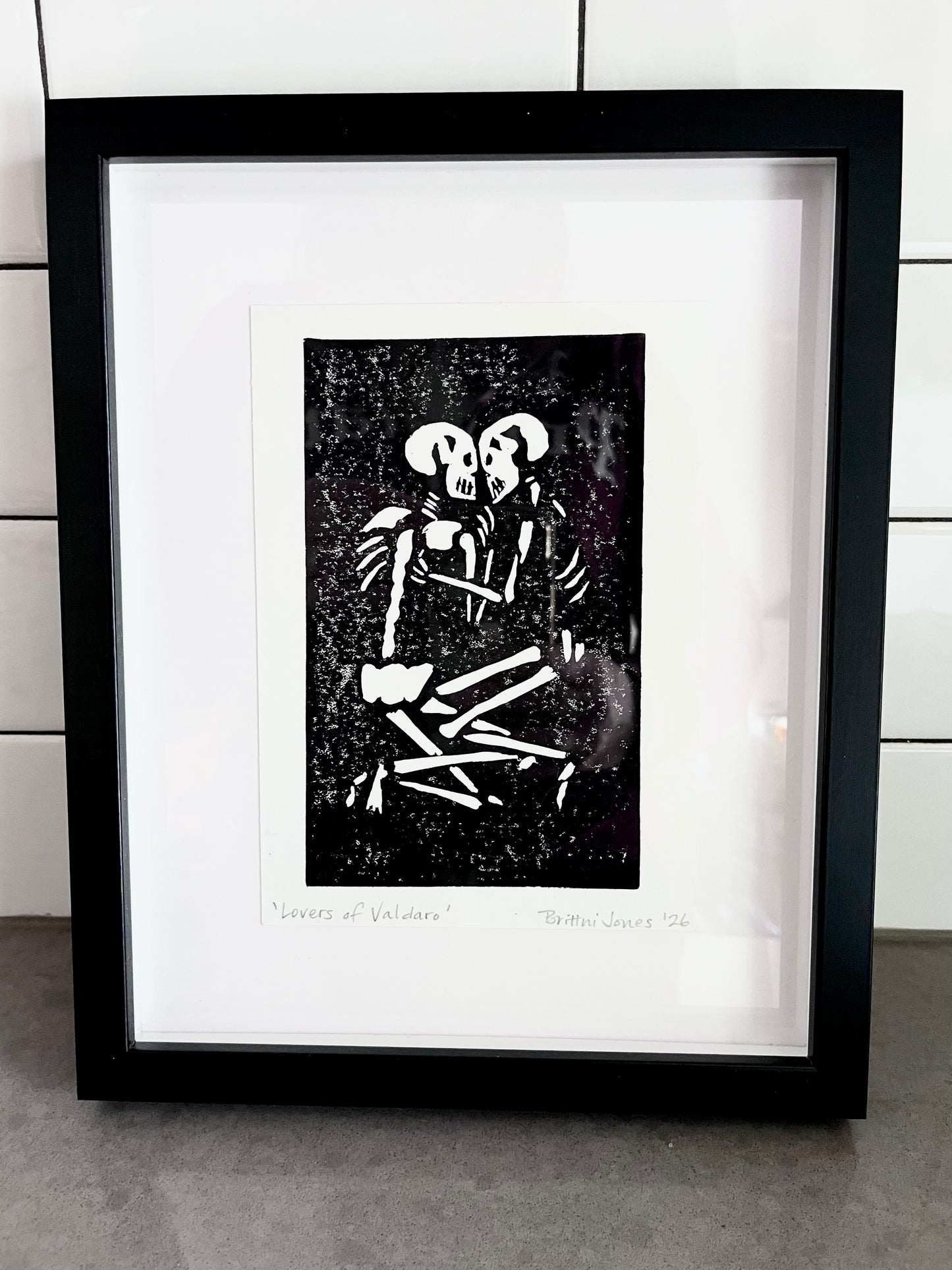 Lovers of Valdero Linocut Print 5x7