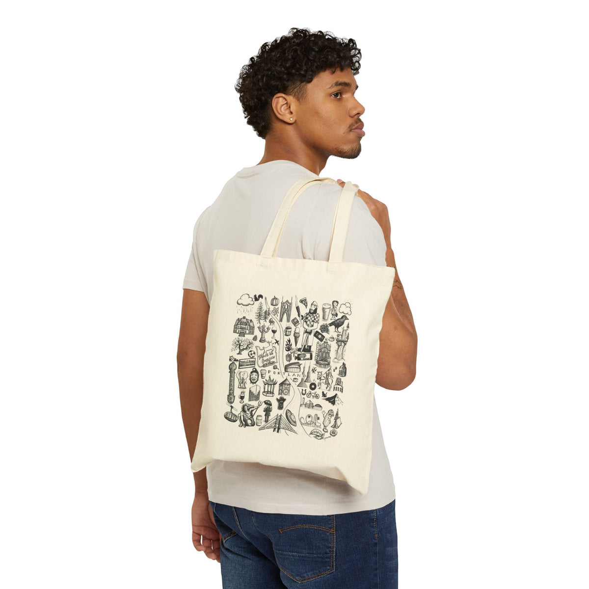 Portland Landmarks Cotton Canvas Tote Bag