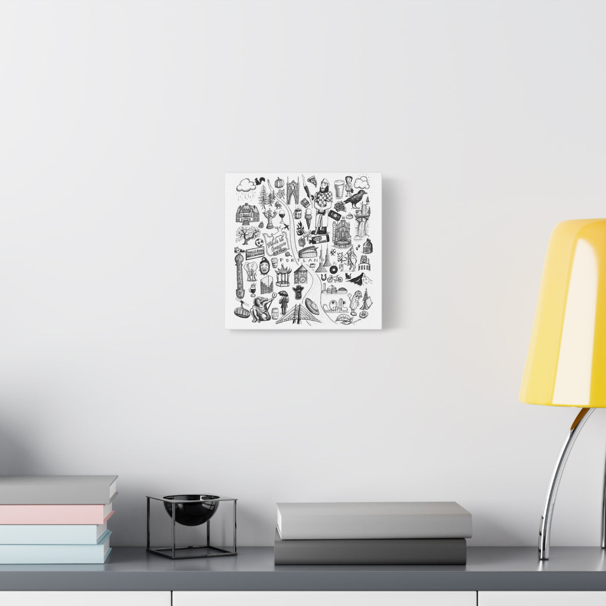 Matte Canvas Portland Oregon Landmark Collage Wall Art